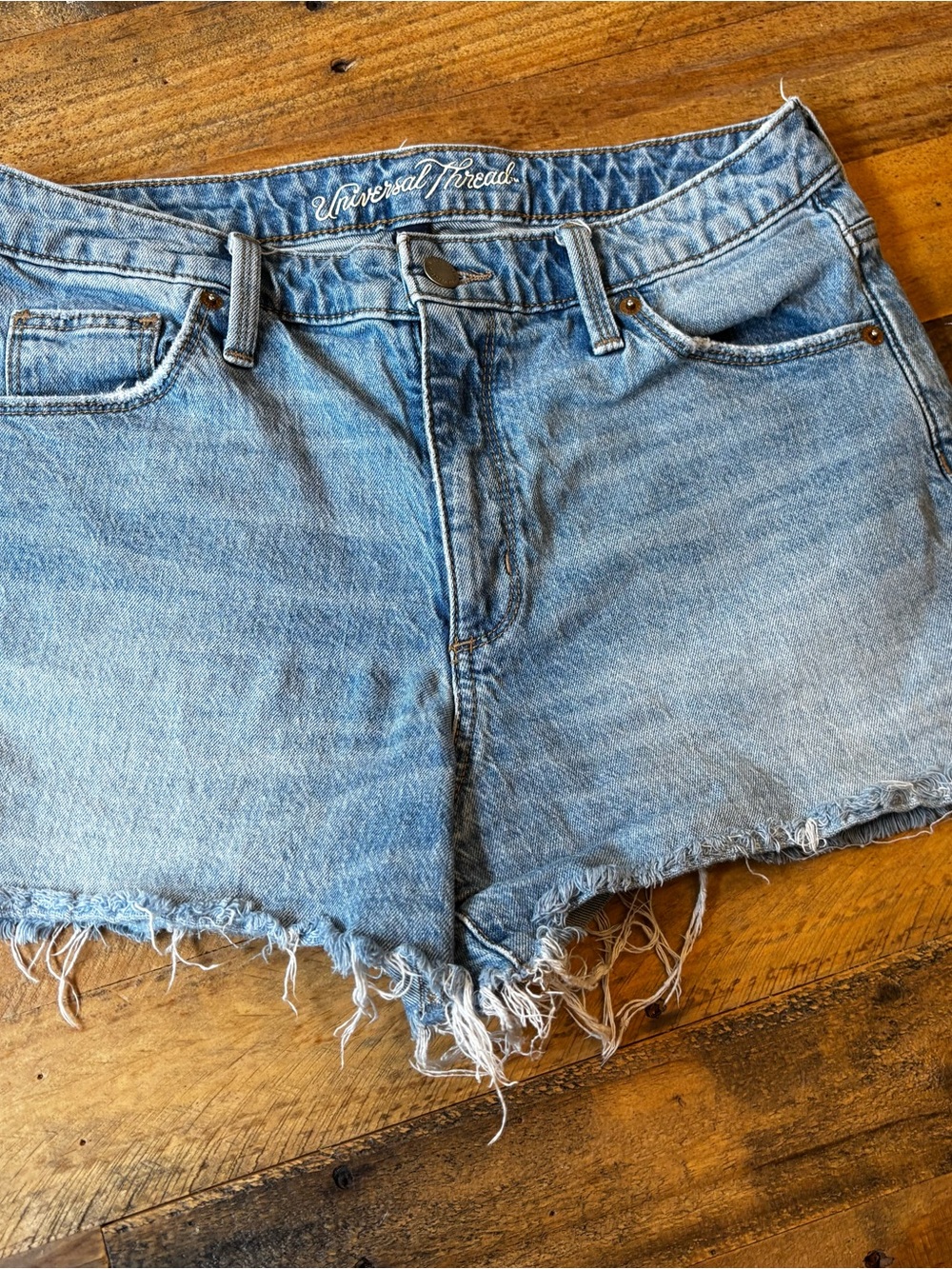 Universal Thread Light Wash High-Rise Frayed Hem Denim Shorts